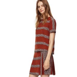 Tory Burch Silk Brent Mahogany Floral Pleated Skirt